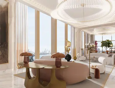 Lodha Altero Wakad 3 and 4 BHK Palatial Living Room with Italian Marble
